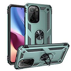 Custodia Silicone e Plastica Opaca Cover con Magnetico Anello Supporto MQ3 per Xiaomi Mi 11X 5G Verde