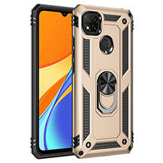 Custodia Silicone e Plastica Opaca Cover con Magnetico Anello Supporto MQ3 per Xiaomi POCO C3 Oro