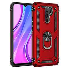 Custodia Silicone e Plastica Opaca Cover con Magnetico Anello Supporto MQ3 per Xiaomi Poco M2 Rosso