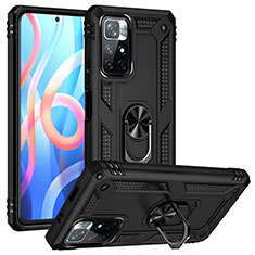 Custodia Silicone e Plastica Opaca Cover con Magnetico Anello Supporto MQ3 per Xiaomi Poco M4 Pro 5G Nero