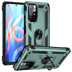 Custodia Silicone e Plastica Opaca Cover con Magnetico Anello Supporto MQ3 per Xiaomi Poco M4 Pro 5G Verde