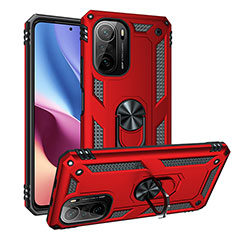 Custodia Silicone e Plastica Opaca Cover con Magnetico Anello Supporto MQ3 per Xiaomi Redmi K40 Pro 5G Rosso