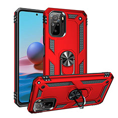 Custodia Silicone e Plastica Opaca Cover con Magnetico Anello Supporto MQ3 per Xiaomi Redmi Note 10 4G Rosso