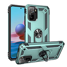 Custodia Silicone e Plastica Opaca Cover con Magnetico Anello Supporto MQ3 per Xiaomi Redmi Note 10 4G Verde