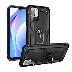 Custodia Silicone e Plastica Opaca Cover con Magnetico Anello Supporto MQ3 per Xiaomi Redmi Note 10 5G Nero