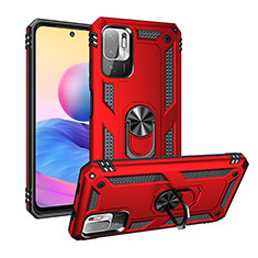 Custodia Silicone e Plastica Opaca Cover con Magnetico Anello Supporto MQ3 per Xiaomi Redmi Note 10 5G Rosso