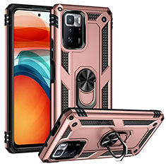 Custodia Silicone e Plastica Opaca Cover con Magnetico Anello Supporto MQ3 per Xiaomi Redmi Note 10 Pro 5G Oro Rosa