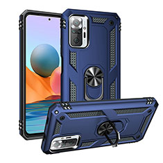 Custodia Silicone e Plastica Opaca Cover con Magnetico Anello Supporto MQ3 per Xiaomi Redmi Note 10 Pro Max Blu