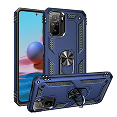 Custodia Silicone e Plastica Opaca Cover con Magnetico Anello Supporto MQ3 per Xiaomi Redmi Note 10S 4G Blu