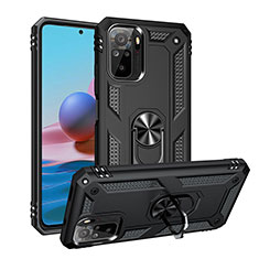 Custodia Silicone e Plastica Opaca Cover con Magnetico Anello Supporto MQ3 per Xiaomi Redmi Note 10S 4G Nero