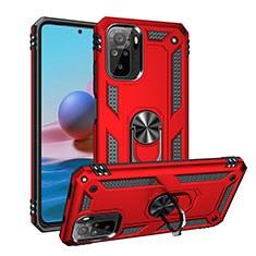 Custodia Silicone e Plastica Opaca Cover con Magnetico Anello Supporto MQ3 per Xiaomi Redmi Note 10S 4G Rosso