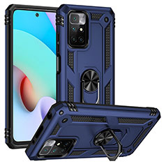 Custodia Silicone e Plastica Opaca Cover con Magnetico Anello Supporto MQ3 per Xiaomi Redmi Note 11 4G (2021) Blu