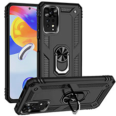 Custodia Silicone e Plastica Opaca Cover con Magnetico Anello Supporto MQ3 per Xiaomi Redmi Note 12 Pro 4G Nero