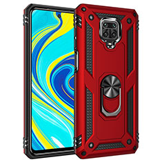 Custodia Silicone e Plastica Opaca Cover con Magnetico Anello Supporto MQ3 per Xiaomi Redmi Note 9 Pro Max Rosso