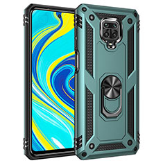 Custodia Silicone e Plastica Opaca Cover con Magnetico Anello Supporto MQ3 per Xiaomi Redmi Note 9 Pro Verde