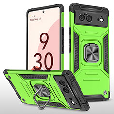 Custodia Silicone e Plastica Opaca Cover con Magnetico Anello Supporto MQ4 per Google Pixel 6 5G Verde