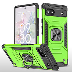 Custodia Silicone e Plastica Opaca Cover con Magnetico Anello Supporto MQ4 per Google Pixel 6a 5G Verde