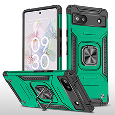 Custodia Silicone e Plastica Opaca Cover con Magnetico Anello Supporto MQ4 per Google Pixel 6a 5G Verde Notte