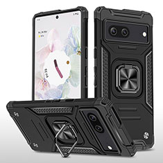 Custodia Silicone e Plastica Opaca Cover con Magnetico Anello Supporto MQ4 per Google Pixel 7 5G Nero