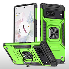 Custodia Silicone e Plastica Opaca Cover con Magnetico Anello Supporto MQ4 per Google Pixel 7 5G Verde