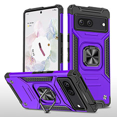 Custodia Silicone e Plastica Opaca Cover con Magnetico Anello Supporto MQ4 per Google Pixel 7 5G Viola