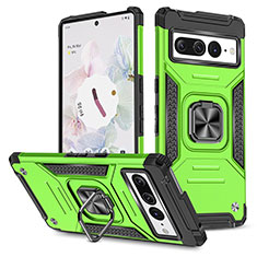 Custodia Silicone e Plastica Opaca Cover con Magnetico Anello Supporto MQ4 per Google Pixel 7 Pro 5G Verde