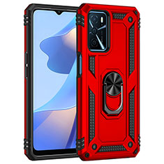 Custodia Silicone e Plastica Opaca Cover con Magnetico Anello Supporto MQ4 per Oppo A16 Rosso