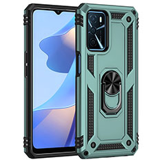 Custodia Silicone e Plastica Opaca Cover con Magnetico Anello Supporto MQ4 per Oppo A16s Verde