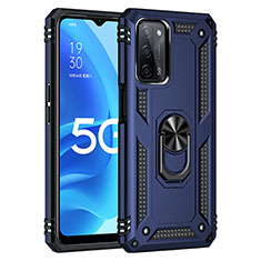 Custodia Silicone e Plastica Opaca Cover con Magnetico Anello Supporto MQ4 per Oppo A53s 5G Blu