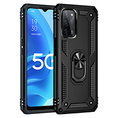 Custodia Silicone e Plastica Opaca Cover con Magnetico Anello Supporto MQ4 per Oppo A53s 5G Nero