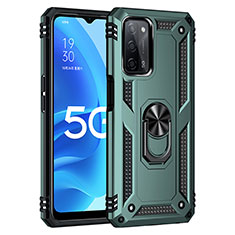 Custodia Silicone e Plastica Opaca Cover con Magnetico Anello Supporto MQ4 per Oppo A53s 5G Verde