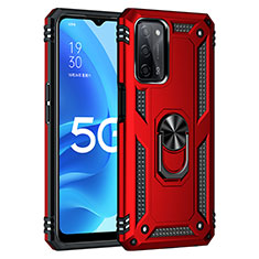 Custodia Silicone e Plastica Opaca Cover con Magnetico Anello Supporto MQ4 per Oppo A55 5G Rosso