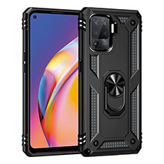 Custodia Silicone e Plastica Opaca Cover con Magnetico Anello Supporto MQ4 per Oppo F19 Pro Nero