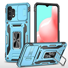 Custodia Silicone e Plastica Opaca Cover con Magnetico Anello Supporto MQ4 per Samsung Galaxy A32 4G Cielo Blu