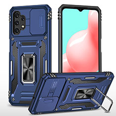 Custodia Silicone e Plastica Opaca Cover con Magnetico Anello Supporto MQ4 per Samsung Galaxy A32 5G Blu