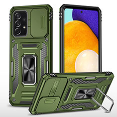 Custodia Silicone e Plastica Opaca Cover con Magnetico Anello Supporto MQ4 per Samsung Galaxy A52 5G Verde