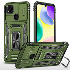 Custodia Silicone e Plastica Opaca Cover con Magnetico Anello Supporto MQ4 per Xiaomi POCO C3 Verde