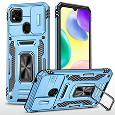 Custodia Silicone e Plastica Opaca Cover con Magnetico Anello Supporto MQ4 per Xiaomi Redmi 9 Activ Cielo Blu