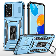 Custodia Silicone e Plastica Opaca Cover con Magnetico Anello Supporto MQ4 per Xiaomi Redmi Note 12 Pro 4G Cielo Blu