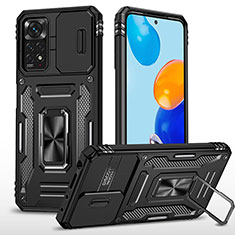 Custodia Silicone e Plastica Opaca Cover con Magnetico Anello Supporto MQ4 per Xiaomi Redmi Note 12 Pro 4G Nero