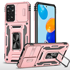 Custodia Silicone e Plastica Opaca Cover con Magnetico Anello Supporto MQ4 per Xiaomi Redmi Note 12 Pro 4G Oro Rosa