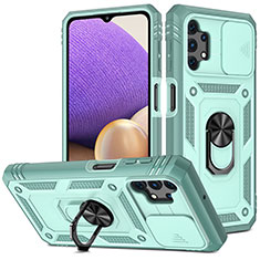 Custodia Silicone e Plastica Opaca Cover con Magnetico Anello Supporto MQ5 per Samsung Galaxy A32 5G Azzurro