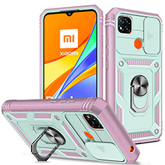 Custodia Silicone e Plastica Opaca Cover con Magnetico Anello Supporto MQ5 per Xiaomi POCO C3 Multicolore