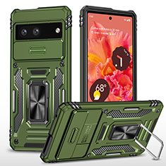 Custodia Silicone e Plastica Opaca Cover con Magnetico Anello Supporto MQ6 per Google Pixel 7 5G Verde