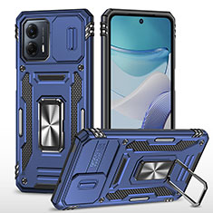 Custodia Silicone e Plastica Opaca Cover con Magnetico Anello Supporto MQ6 per Motorola Moto G53y 5G Blu