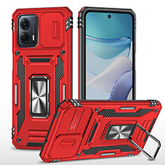 Custodia Silicone e Plastica Opaca Cover con Magnetico Anello Supporto MQ6 per Motorola Moto G53y 5G Rosso