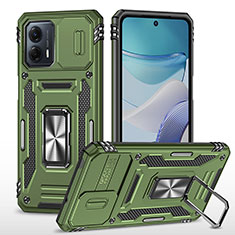 Custodia Silicone e Plastica Opaca Cover con Magnetico Anello Supporto MQ6 per Motorola Moto G53y 5G Verde