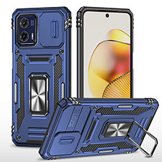 Custodia Silicone e Plastica Opaca Cover con Magnetico Anello Supporto MQ6 per Motorola Moto G73 5G Blu