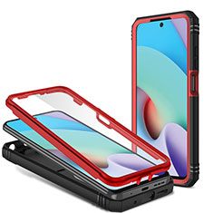 Custodia Silicone e Plastica Opaca Cover con Magnetico Anello Supporto MQ6 per Xiaomi Redmi 10 (2022) Rosso
