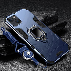 Custodia Silicone e Plastica Opaca Cover con Magnetico Anello Supporto per Apple iPhone 15 Blu